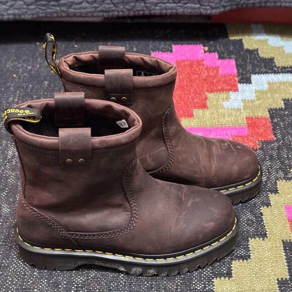 Dr. Martens Anistone Lo Leather Biker Boots, Dark Brown, US M 7/US W 8/EU39/UK7 - Picture 6 of 13